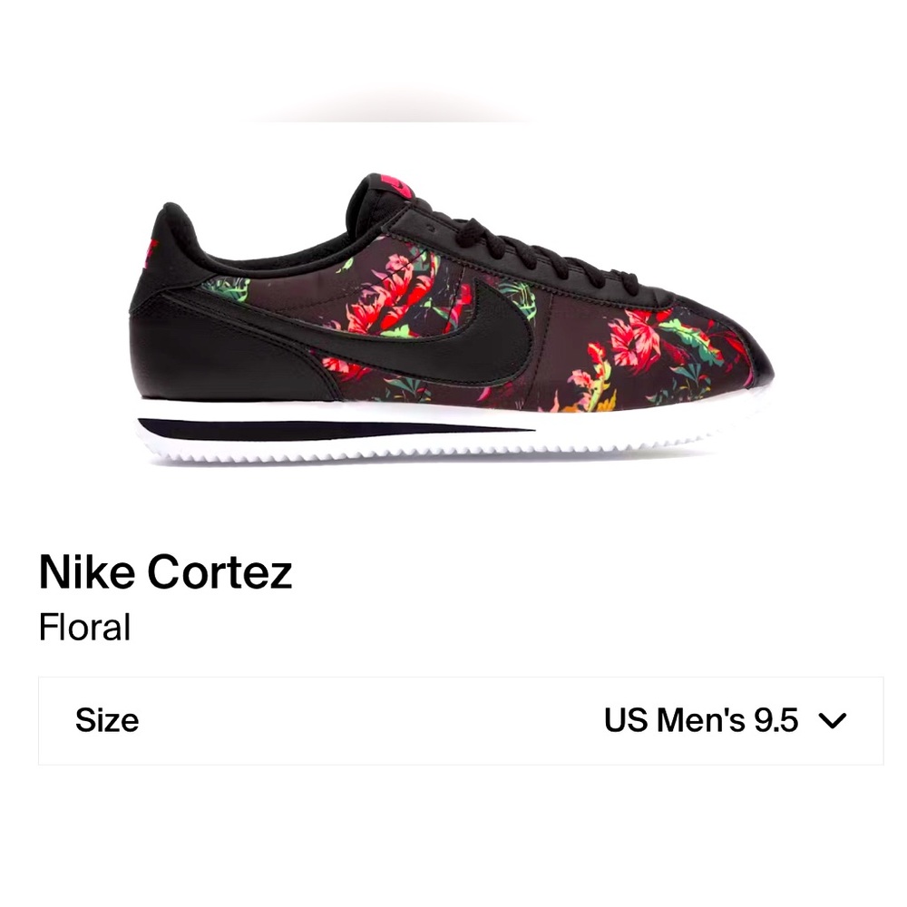 Nike Cortez Floral Sz 9.5 Men, No Original Box.